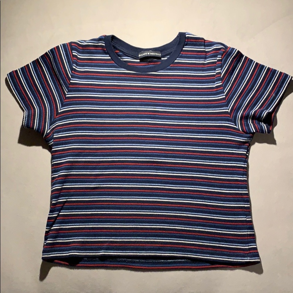 Brandy Melville Navy Red Blue White Stripe Tee